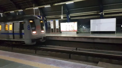 Delhi metro train Stock-Footage 123680668