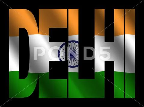 Delhi text with indian flag: Royalty Free #12599518