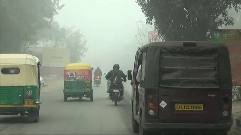 Delhi Winters while driving Stock Footage 72330324