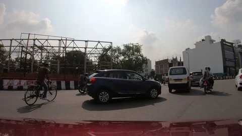 Delhi’s traffic by a running car Video stock 115933247