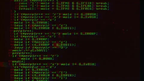 Deliberate heavy distortion effect: downward scrolling of source code Stock Footage 260223972
