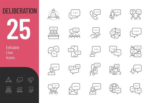 Deliberation line Editable Icons set. Stock Illustration