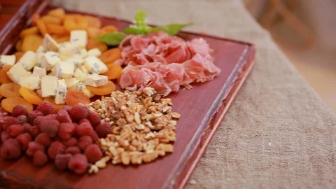 Delicacies, appetizers, desserts at the Banquet. Buffet, catering service Stock Footage 107376653