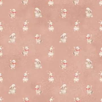Delicale seamless pattern with rabbits Illustrazione stock
