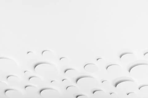 Delicate airy abstract pattern of soar white paper ovals different size in so Foto stock