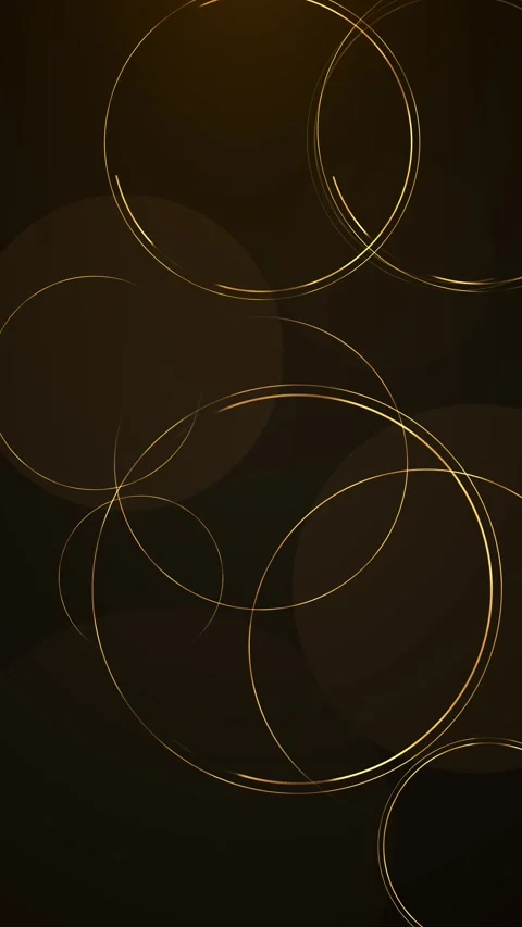 Delicate amber outlines form intersecting rings over layered dark shapes, Stock Footage 340996866