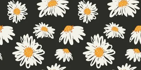 A delicate and abstract floral pattern featuring chamomiles. Perfect for pa.. Stock Illustration