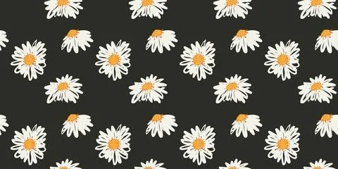 A delicate and abstract floral pattern featuring chamomiles. Perfect for pa.. Stock Illustration