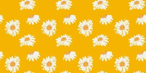 A delicate and abstract floral pattern featuring chamomiles. Perfect for pa.. Stock Illustration