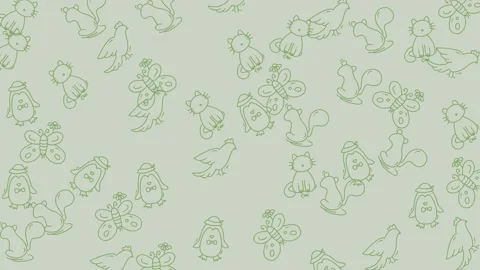 Delicate Animal Outlines - A Seamless Pattern for Creative Projects. Stock Footage 322981010