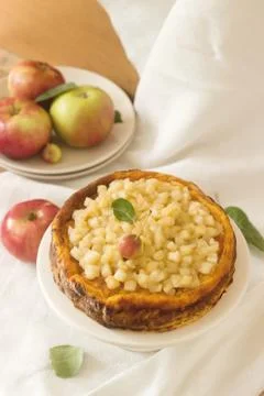 Delicate apple cheesecake 스톡 사진