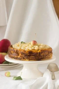 Delicate apple cheesecake Stock Photos