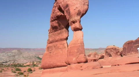 Delicate Arch and the moon, Arches NP Stock Footage 306427