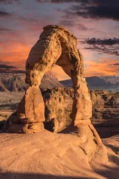Delicate arch and storm moab utah Stock Photos
