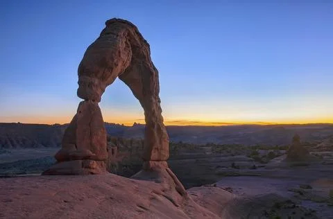 Delicate Arch at dusk Stock Photos