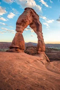 Delicate arch at sunset Stock Photos