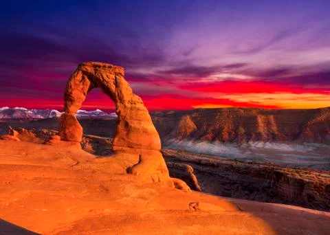 Delicate Arch at Sunset Stock Photos