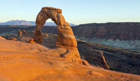 Delicate Arch at sunset Stock Photos
