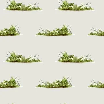Delicate autumn watercolor pattern featuring grassy landscapes and floral d.. Stock Illustration