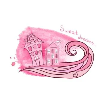 Delicate background with houses Stock Illustration