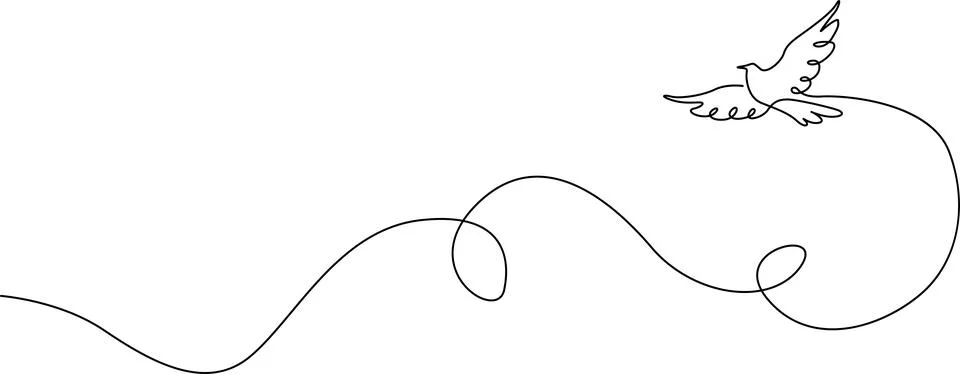 A delicate bird in flight with a flowing, abstract line art design Vector Stock Illustration
