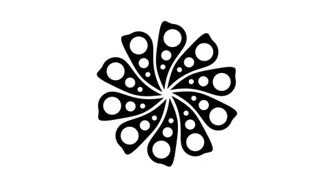 Delicate Black Snowflake Mandala with Dotted Petals Stock Footage 340305827