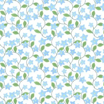 Delicate blue flowers. Seamless pattern with intertwining plants. 스톡 일러스트