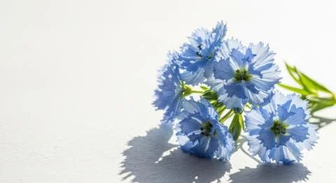 Delicate blue flowers with soft shadows and natural light creating a serene.. Stock Illustration