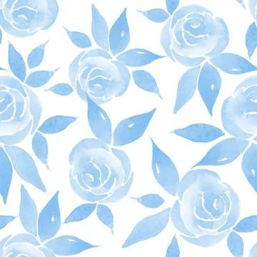 Delicate blue seamless floral pattern Stock Illustration