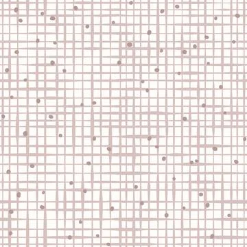 Delicate boho beige dots on hand drawn grid, seamless vector pattern. Great for 스톡 일러스트