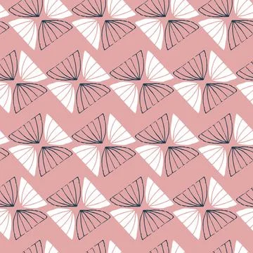Delicate botanical seamless pattern with hand drawn flowers in geometric rows Stock Illustration