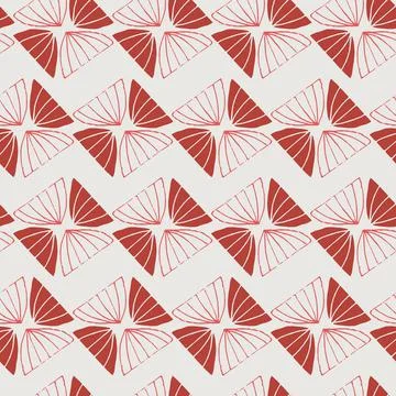 Delicate botanical seamless pattern with hand drawn red flowers Stock Illustration