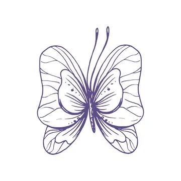 Delicate butterfly with patterns on the wings, simple, sweet, light, romantic Stock Illustration
