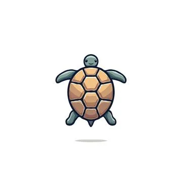 Delicate cartoon turtle with unique shell design showcasing simplicity and .. Illustrazione stock