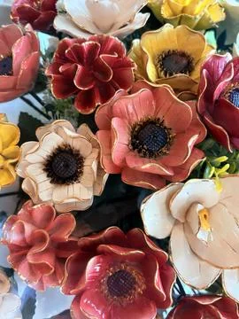 Delicate Ceramic Craft Flowers Stock Photos