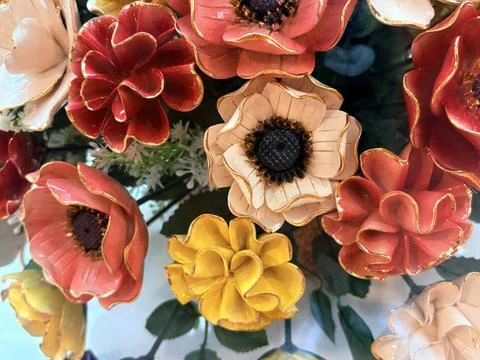 Delicate Ceramic Craft Flowers Stock Photos