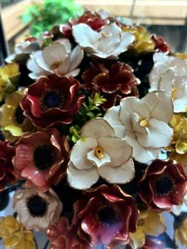 Delicate Ceramic Craft Flowers Stock Photos