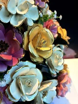 Delicate Ceramic Craft Flowers Stock Photos