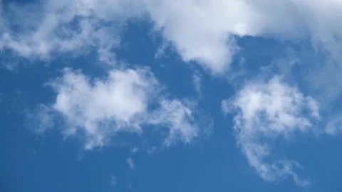 Delicate clouds in the sky. White clouds fly across the blue sky. Stock Footage 197079923