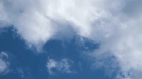 Delicate clouds in the sky. White clouds fly across the blue sky. Video stock 197080036