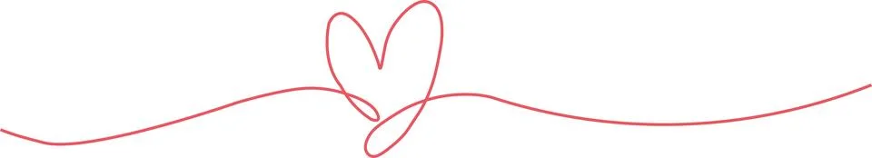 Delicate continuous line drawing of a heart symbol with flowing lines Stock Illustration