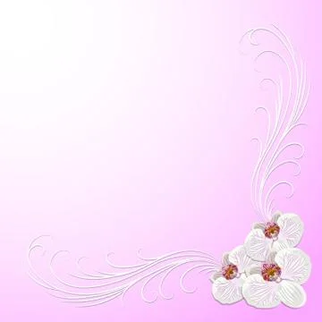 Delicate corner frame with orchid flowers Illustrazione stock
