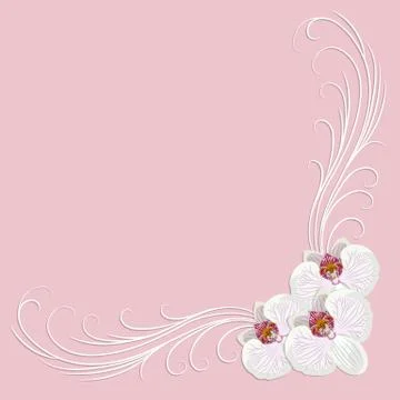 Delicate corner frame with orchid flowers Stock Illustration