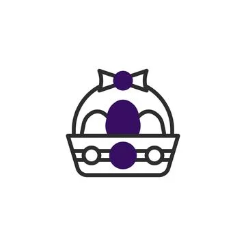 Delicate easter basket graphic with eggs and bow conveys the springtime hol.. Illustration