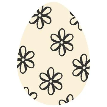 Delicate Easter egg with tiny black ink flowers on beige background. Elegan.. Stockillustratie