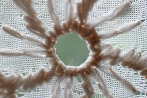 Delicate Embroidery Close-Up Creates a Soft, Artistic Floral Element Stock Photos