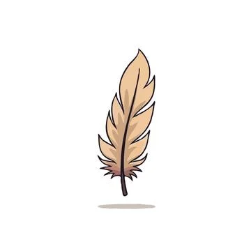 Delicate feather illustration on plain backdrop with subtle shades capturin.. Stock Illustration