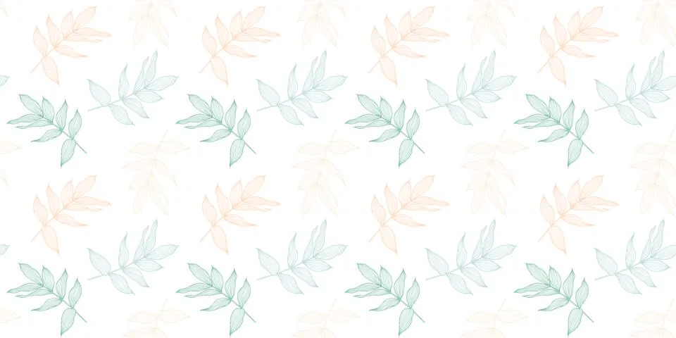 Delicate feminine seamless pattern with rainbow branches and leaves Stock Illustration