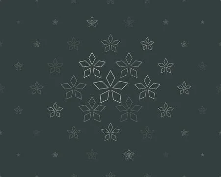 Delicate five-petal rosettes expand and contract across a slate background,.. Stock Illustration