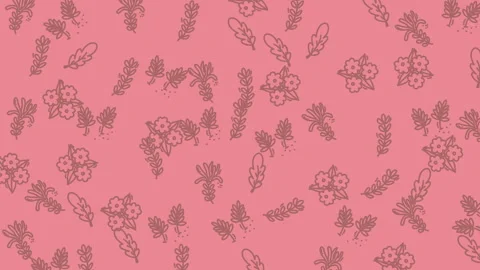 Delicate floral and leafy pattern on a pink backdrop, ideal for girly designs li Stock Footage 328101527
